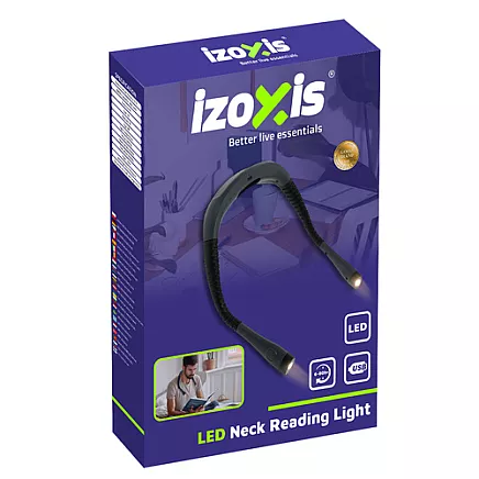 Uzlādējama LED kakla lampiņa lasīšanai Izoxis 25675, pelēka