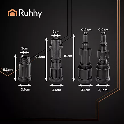 Cauruļu tīrīšanas šļūtene Ruhhy 15m ar adapteriem 26132