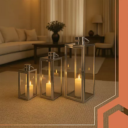 Silver lanterns 38/49/63cm 3pcs Ruhhy 26477