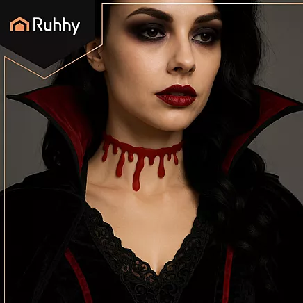 Asiņaina Helovīna kaklarota čokers Ruhhy 26143, sarkana