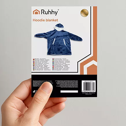 Ruhhy oversize džemperis-sega, silts hūdijs ar kabatu un kapuci 26147, tumši zils