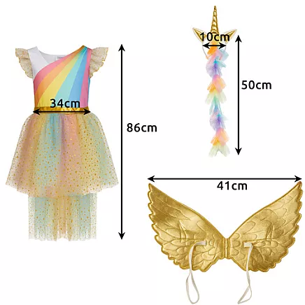 3-piece unicorn costume 110-116cm Kruzzel 26676