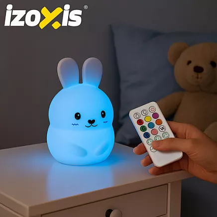 RGB night lamp with remote control - rabbit Izoxis 26204