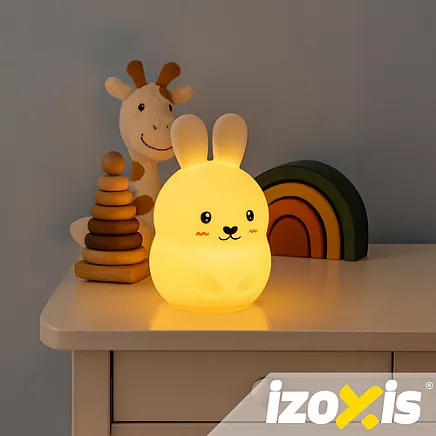 RGB night lamp with remote control - rabbit Izoxis 26204