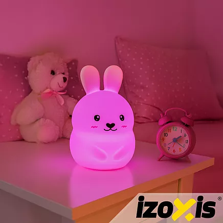 RGB night lamp with remote control - rabbit Izoxis 26204