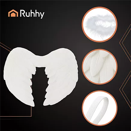 Eņģeļa spārnu un aureolas komplekts Ruhhy 26479, balts