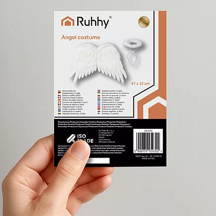 Eņģeļa spārnu komplekts ar aureolu 50 x 35 cm Ruhhy 26480, balts