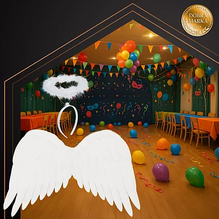 Eņģeļa spārnu komplekts ar aureolu 50 x 35 cm Ruhhy 26480, balts