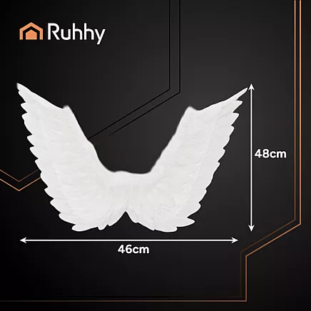 Eņģeļa spārni ar aureolu Ruhhy 26481, kostīms svētkiem, 70 x 45 cm, balti