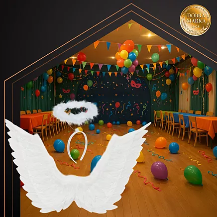 Eņģeļa spārni ar aureolu Ruhhy 26481, kostīms svētkiem, 70 x 45 cm, balti