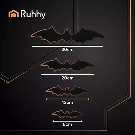 3D sikspārņu uzlīmes Helovīnam 56 gab. Ruhhy 26026, melnas