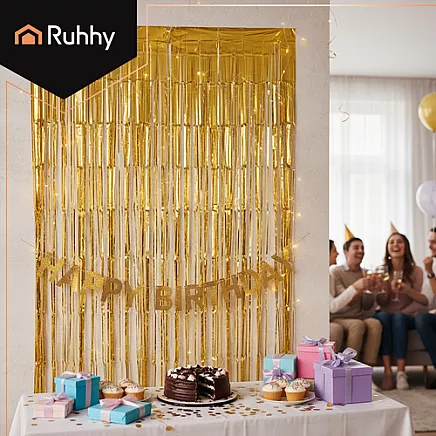 Decorative curtain 2x1m gold Ruhhy 26173