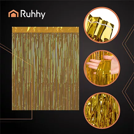 Decorative curtain 2x1m gold Ruhhy 26173