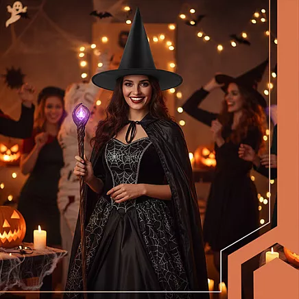 Klasiskā raganas cepure Ruhhy 26047 Helovīnam un karnevālam, melna