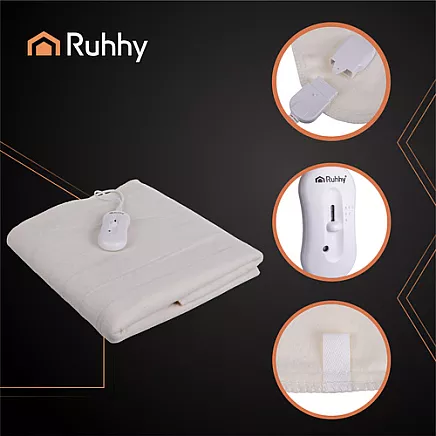 Elektriskā sega Ruhhy 26201, 150x80 cm, 3 režīmi, balta