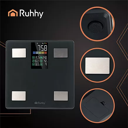 LCD bathroom scale - analytical black Ruhhy 20675