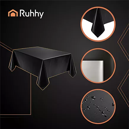 Decorative foil tablecloth black Ruhhy 26569