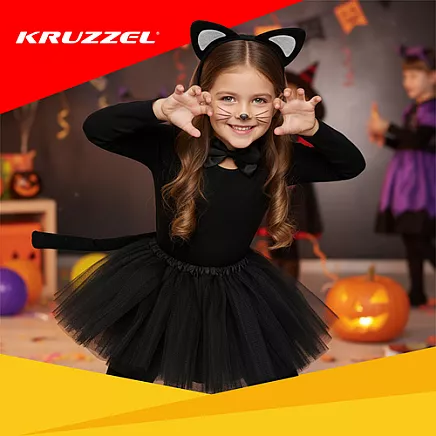 Kitten Costume - Black 4-Piece Kruzzel 26518