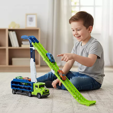 Kravas automašīna slidkalniņš ar 6 metāla mašīnītēm 26527