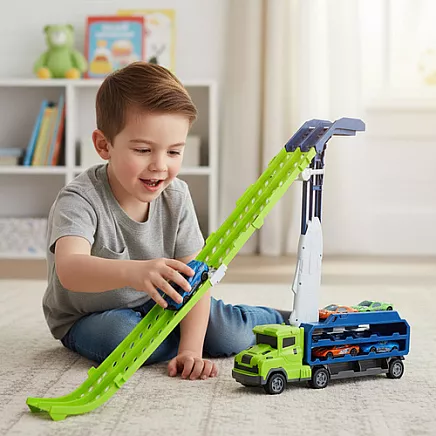 Kravas automašīna slidkalniņš ar 6 metāla mašīnītēm 26527