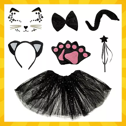 7-piece cat costume - black Kruzzel 26745