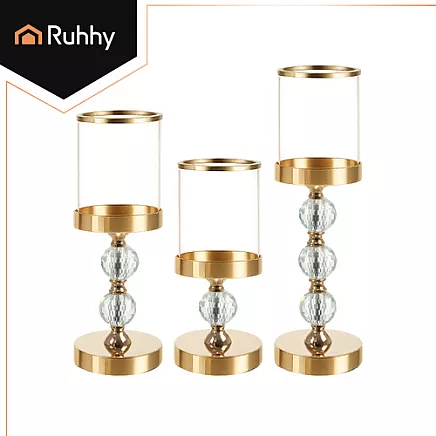 Candlestick - lantern set 3 pcs gold Ruhhy 26487
