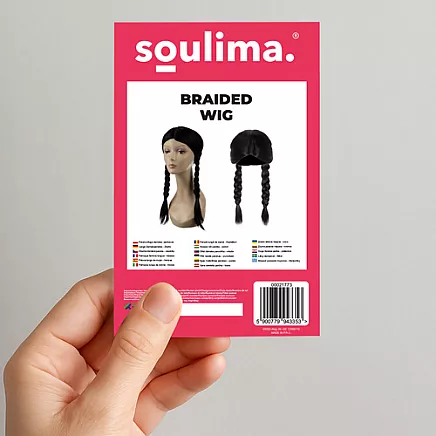 Garā sieviešu parūka ar bizēm Soulima 26861, melna