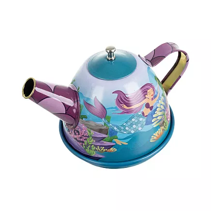 Bērnu tējas servīze ar nāriņu, metāla rotaļu trauki koferī