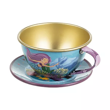 Bērnu tējas servīze ar nāriņu, metāla rotaļu trauki koferī