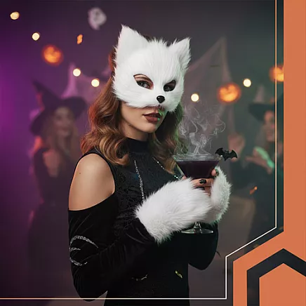 Kaķa kostīms ar asti un masku 4 daļas Ruhhy 26249, balts