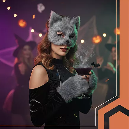 Kaķa kostīma komplekts 4 daļas ar asti un masku Ruhhy 26247, pelēks