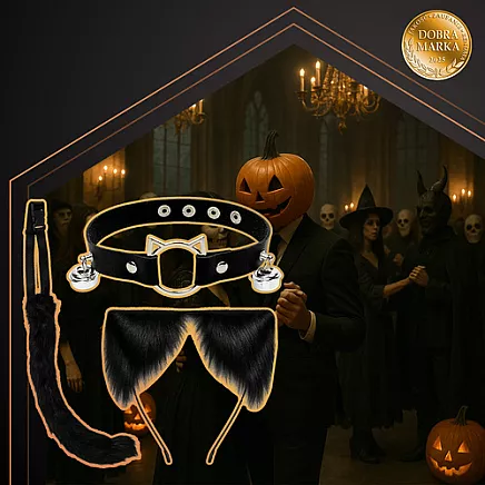 Kospleja komplekts Ruhhy 3 daļas ausis, aste un čokers, melns 26587