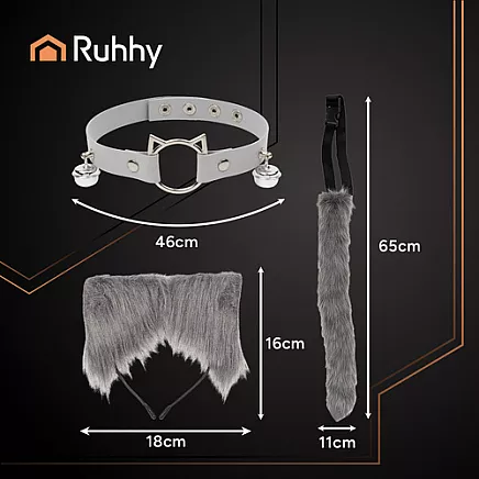 Strój kota/lisa 3el. szary Ruhhy 26586