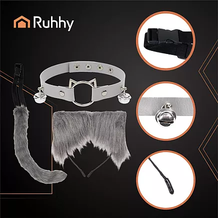 Strój kota/lisa 3el. szary Ruhhy 26586