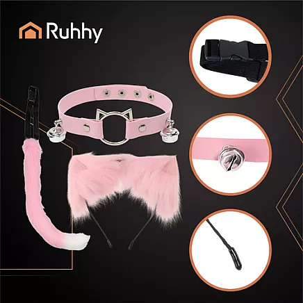 Strój kota/lisa 3el. różowy Ruhhy 26585