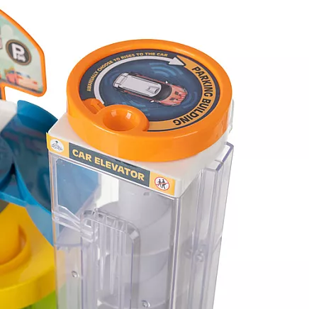 Daudzlīmeņu rotaļu autostāvvieta ar liftu un 6 mašīnītēm 26606