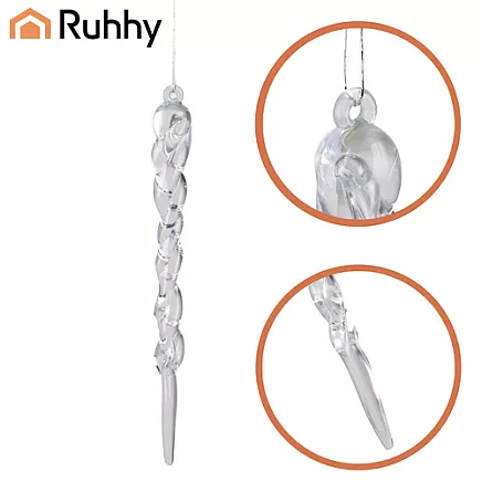 Akrila eglīšu lāstekas 12 gab. Ruhhy 25377, caurspīdīgas