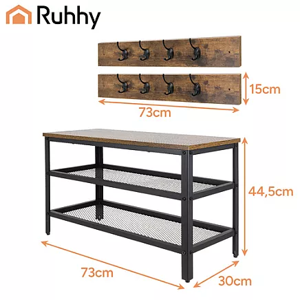 Shoe rack with hanger 73cm Ruhhy 27037
