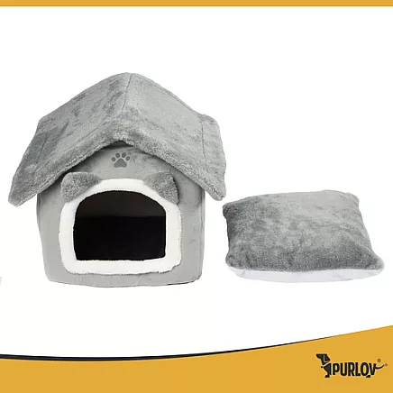 Cat bed - gray house Purlov 25706