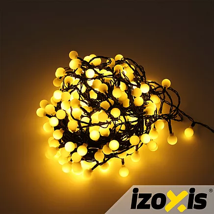 LED Ziemassvētku virtene bumbiņas Izoxis 26264 300LED 30m, silti balta