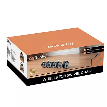 Gray swivel chair wheels, 5 pcs. Ruhhy 25280