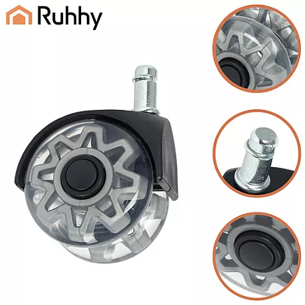 Gray swivel chair wheels, 5 pcs. Ruhhy 25280