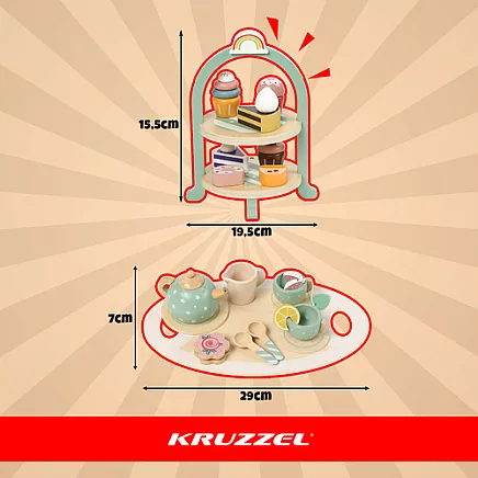 Childrens tea set + Kruzzel 26418 cake stand
