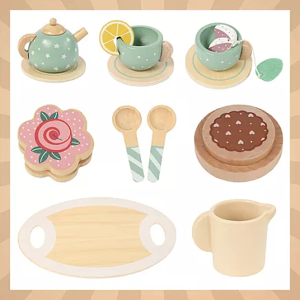 Childrens tea set + Kruzzel 26418 cake stand