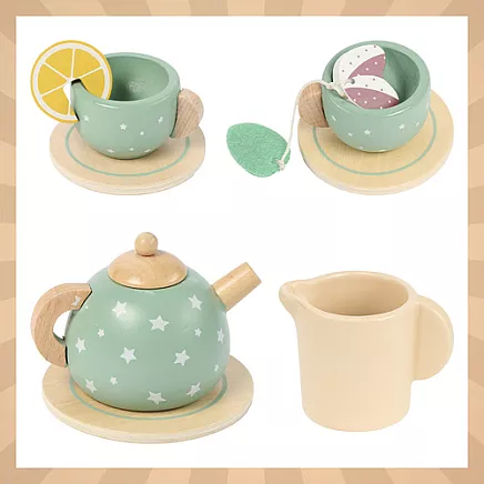 Childrens tea set + Kruzzel 26418 cake stand