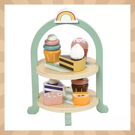 Childrens tea set + Kruzzel 26418 cake stand