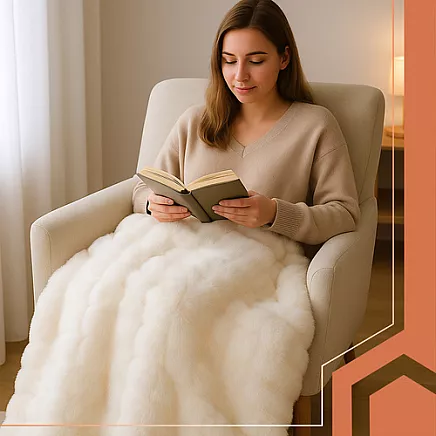 Mīksts pleds 160x100 cm Ruhhy 26493 pūkains, balts