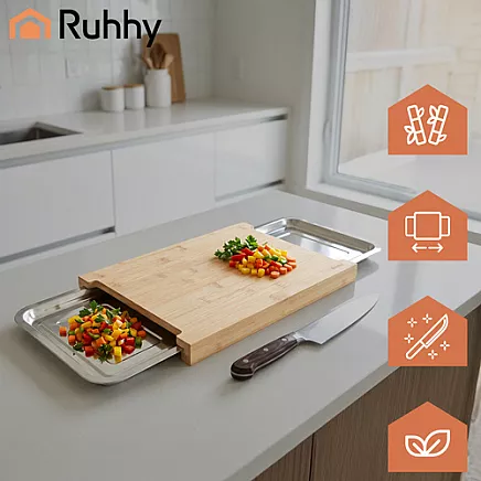 Bamboo board with containers Ruhhy 25707