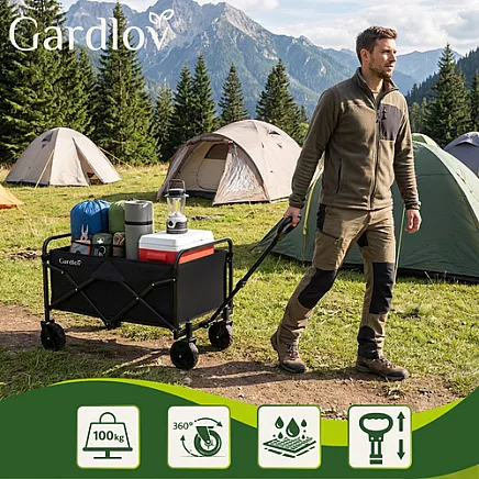 Salokāms dārza iepirkumu ratiņš 100kg 90L