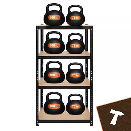 Regał magazynowy - czarny 150x75x30 Bigstren